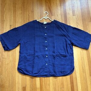 Beaton Linen Utility Top in XL